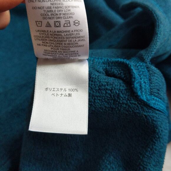 Lands' End Sport Women's Medium Turquoise Fleece Cowl Neck Pullover - Picture 3 of 7